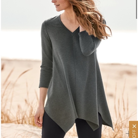 Garnet Hill Tops - Garnet Hill Pop-Over Knit Tunic‎ Heather Grey small